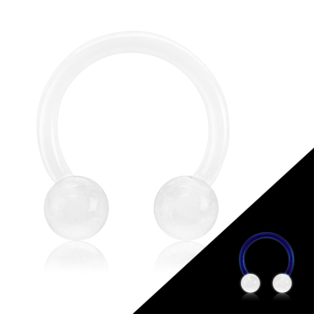 16G Flexible Horseshoe (10mm) w/ Glow in the Dark Balls